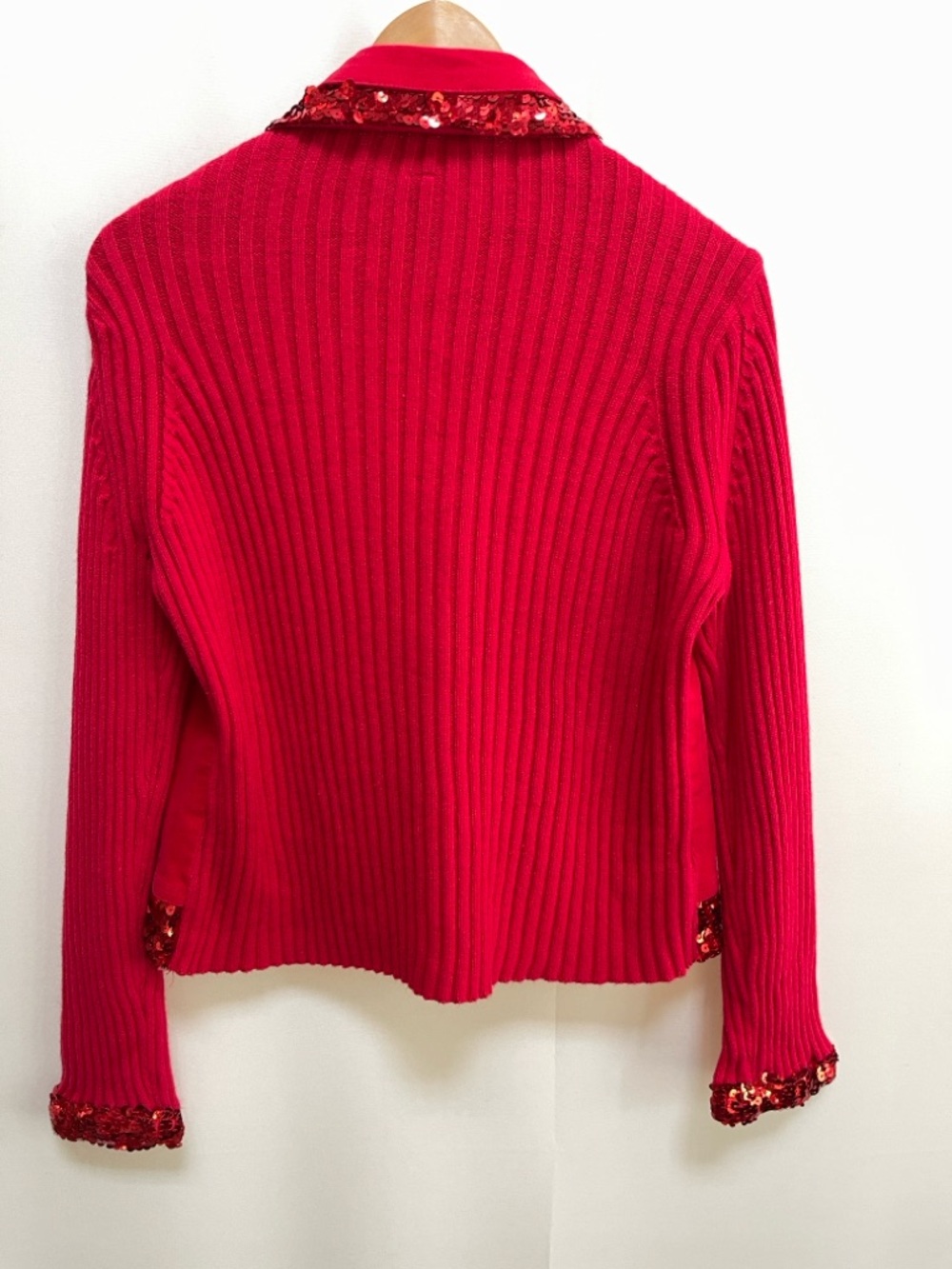 Vintage Berek Red Sequin Jacket | Brooch Buttons | Nash Vegas Glam, Size Large - Picture 9 of 10